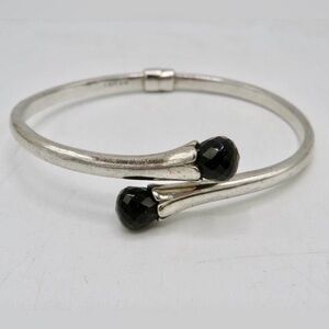 ALWAND VAHAN 925 SILVER BLACK ONYX CUFF BRACELET 7.5”